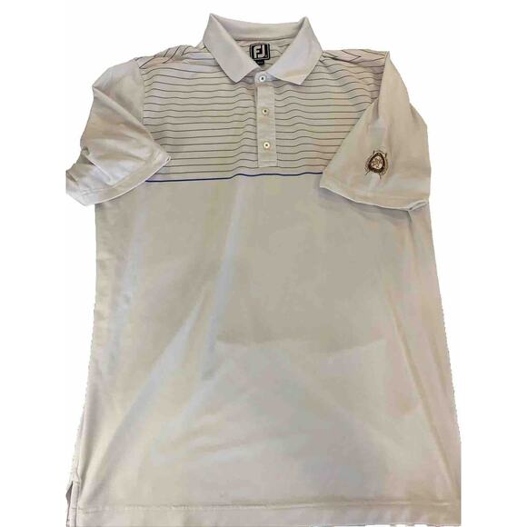 Footjoy Shirt Mens Extra Large White Polo Golf Striped Athletic Mt Vernon Club - Picture 1 of 11